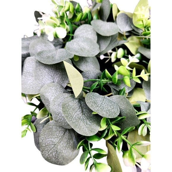 Faux Eucalyptus Wreath Front Door Decor,Farmhouse Wreath 12 inch Greenery Wreath - Picture 2 of 5